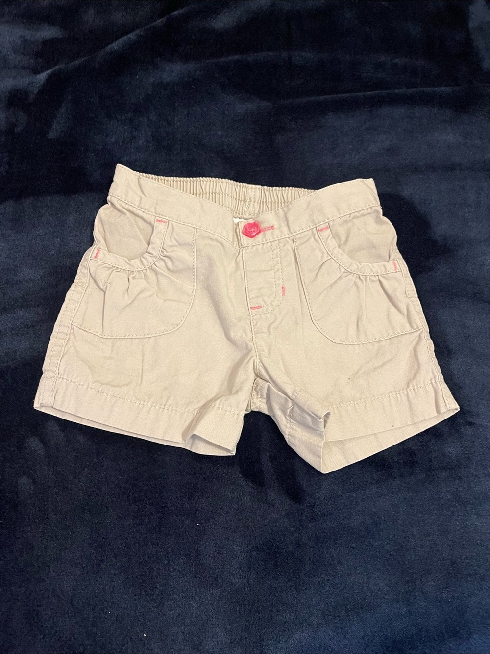 jumping beans Beige Girls' Shorts with Pink Button Detail